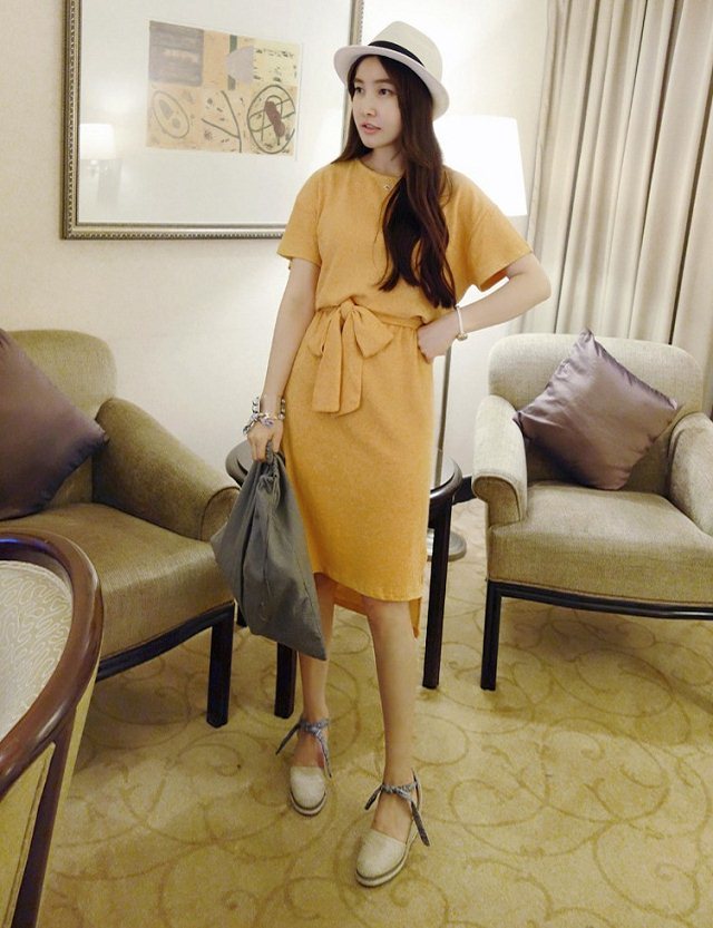 WD6127 Stylish Dress Yellow